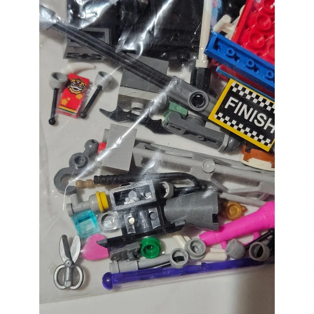 Vintage Lego Parts Lot Finish Sign Pink Microphone Scissors Air Pump Pieces